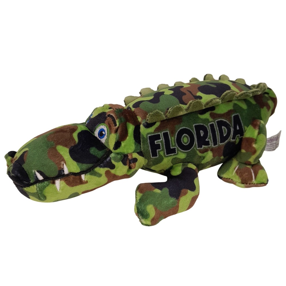 Plushology Florida Alligator Plush Green Camo Stuffed Animal‎ Souvenir 10 Inch